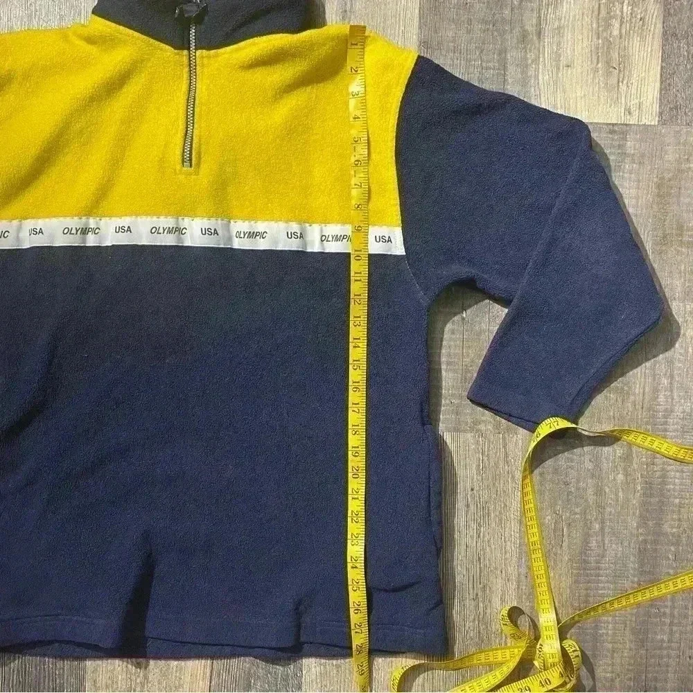 USA Olympic yellow and blue fleece pull over with hoodie Large - Picture 3 of 7